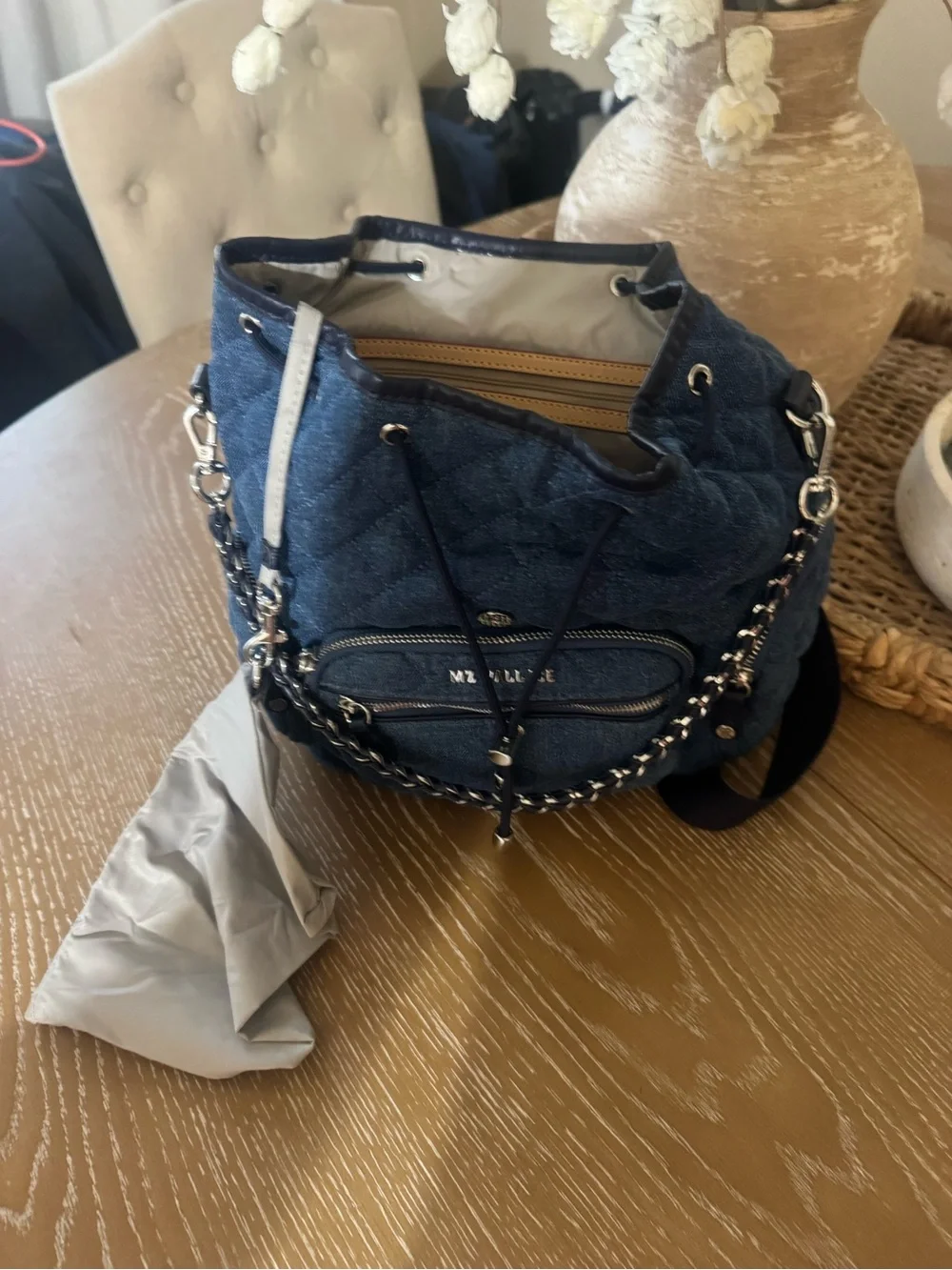 MZ Wallace Quilted Denim Backpack in Dark Blue brand new without tags